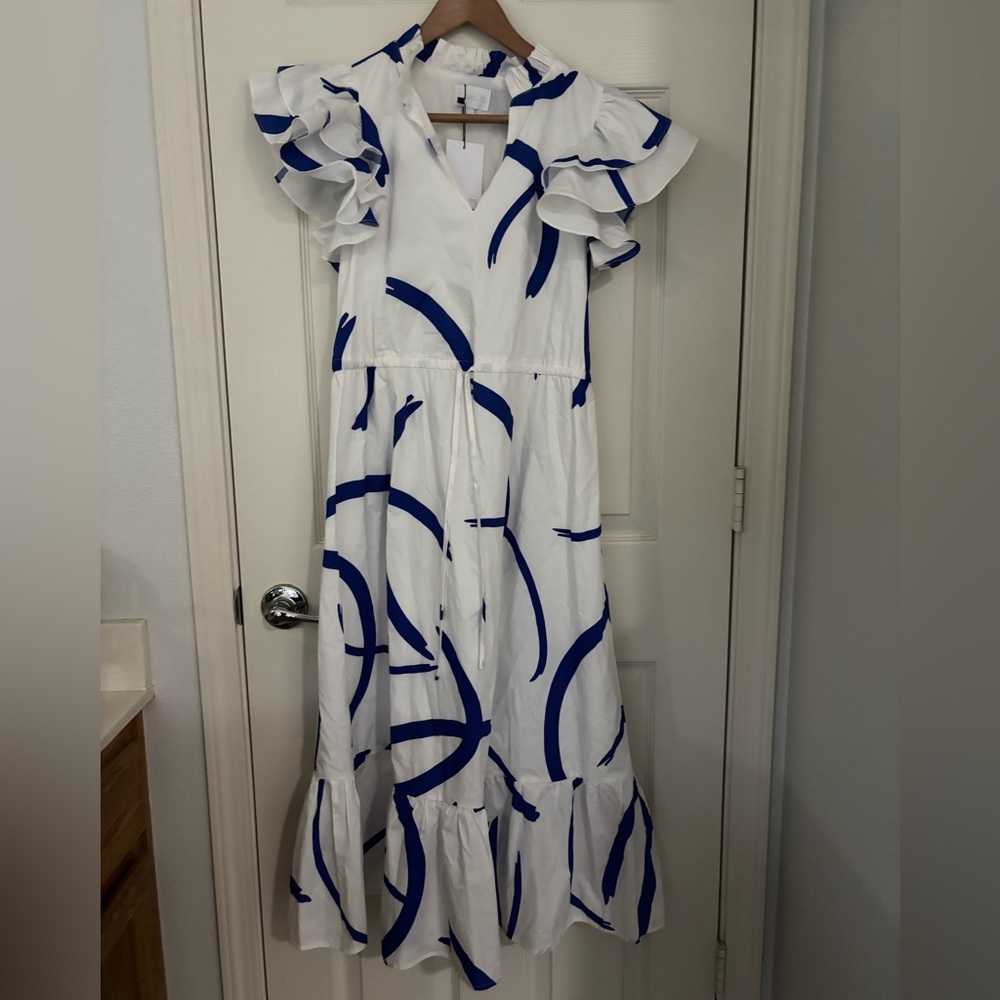 Sugarlips cotton white blue dress